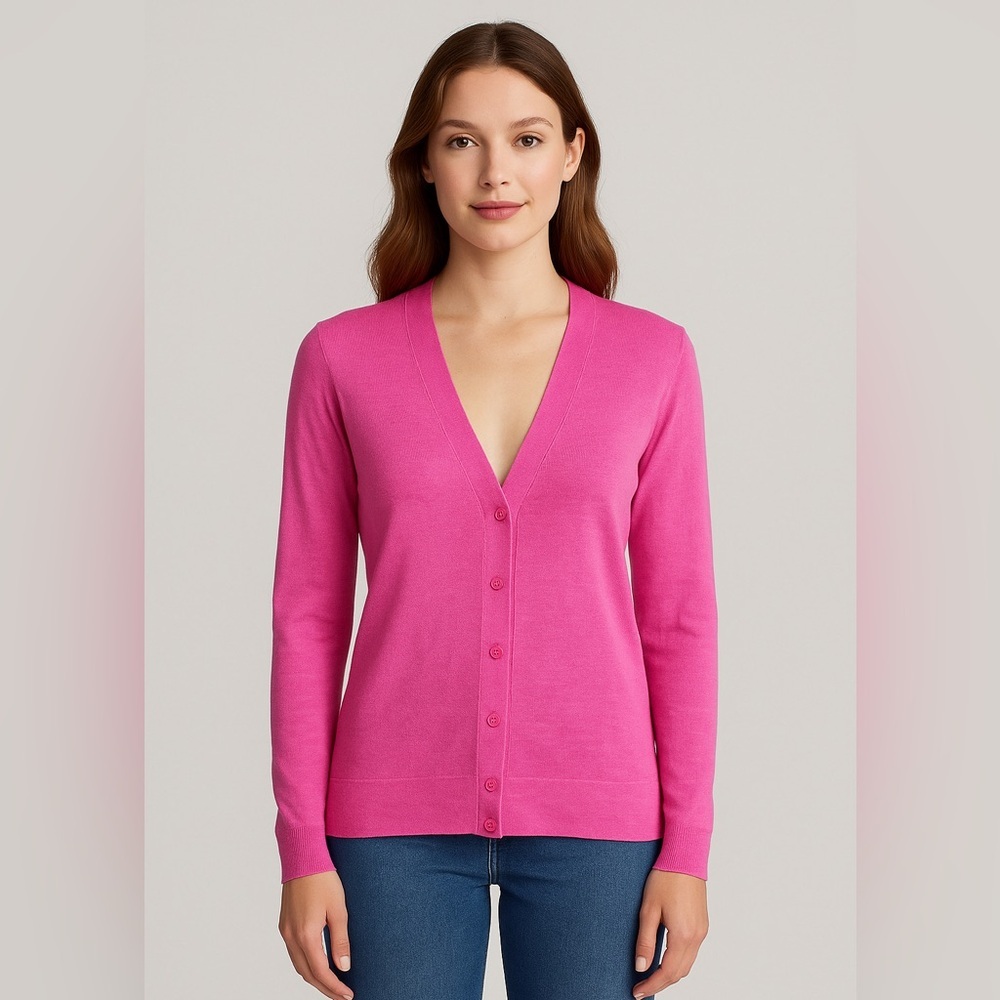 Lauren Ralph Lauren Black Label Pink Linen Cardigan Women’s M Coquette Cottege